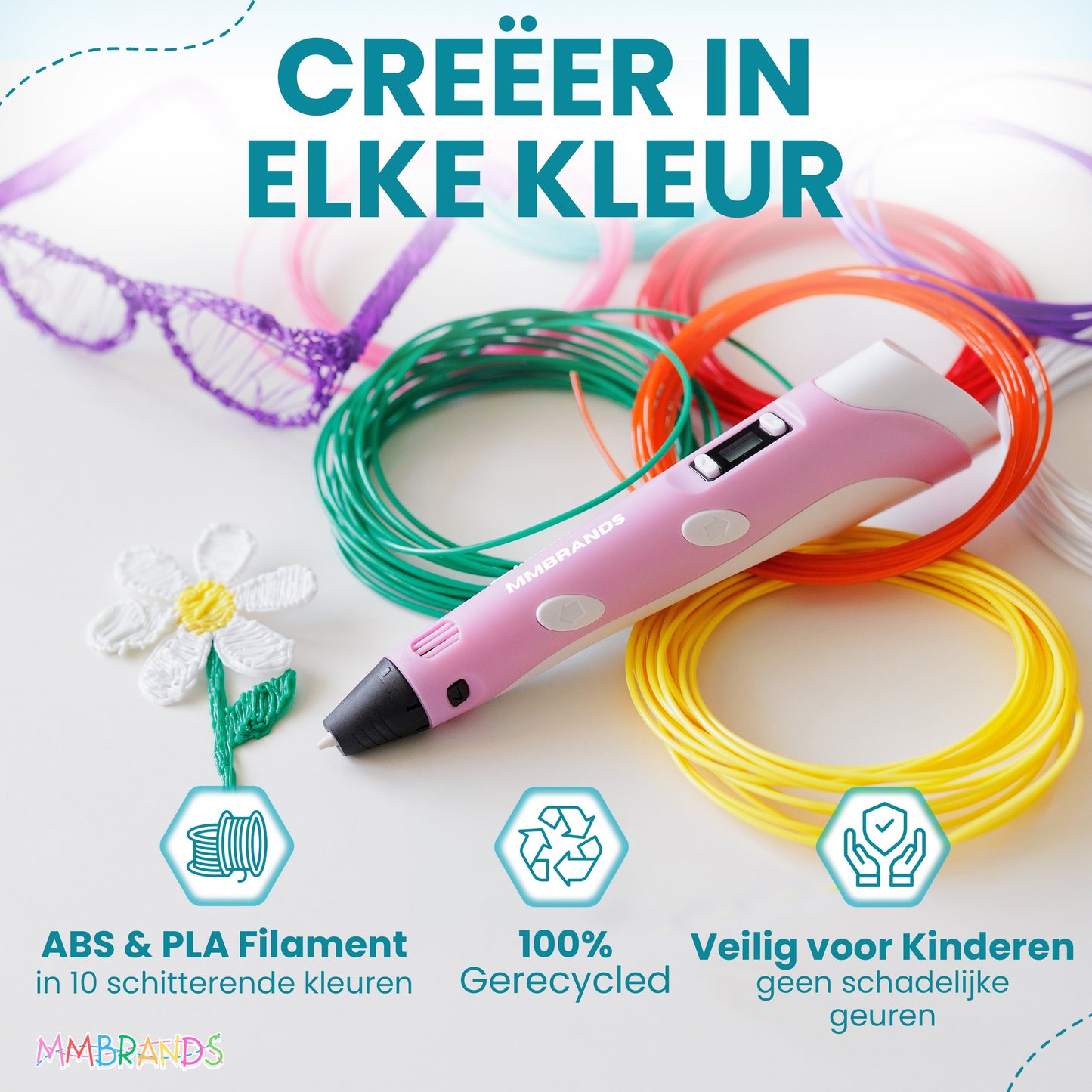 Stylo 3D Kit de démarrage - Filament recyclé - 10 couleurs