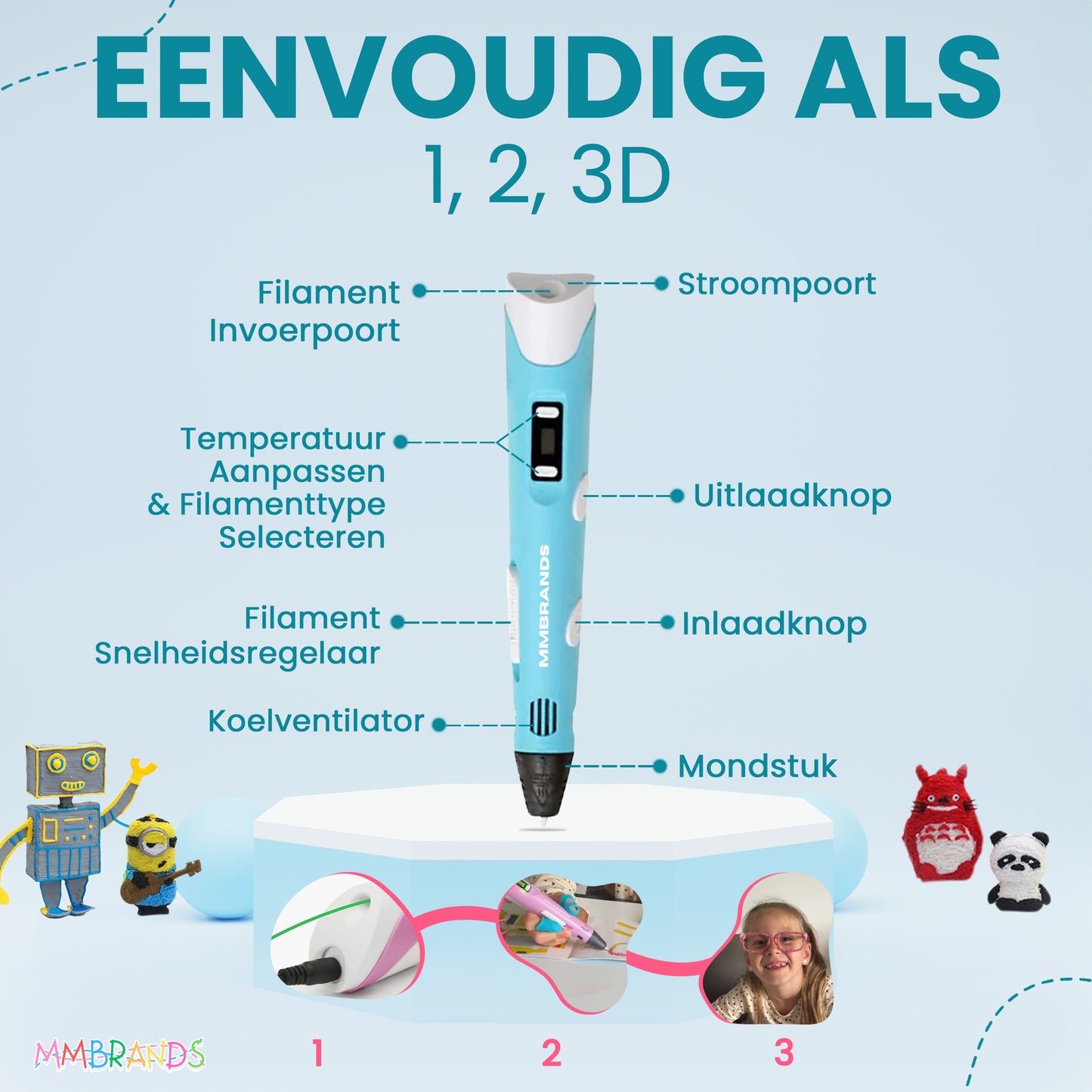 Stylo 3D Kit de démarrage - Filament recyclé - 10 couleurs